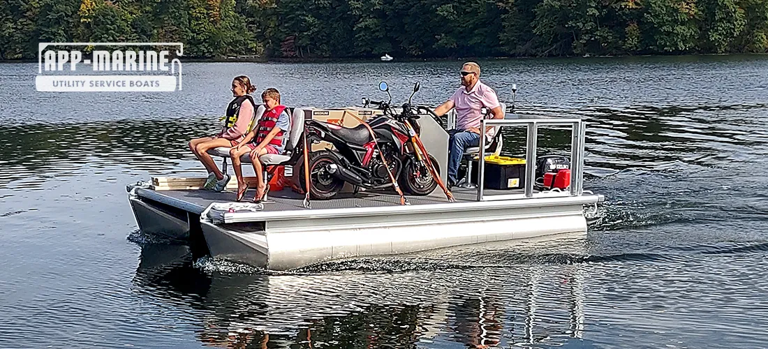 UTL-14™ Commercial Pontoon Boat Hauling Freight
